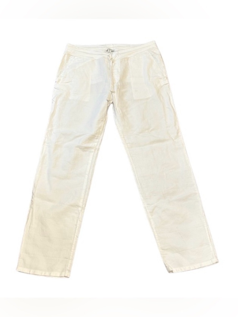 James Perse Cotton Flax Drawstring Straight Pants | White | Size 2